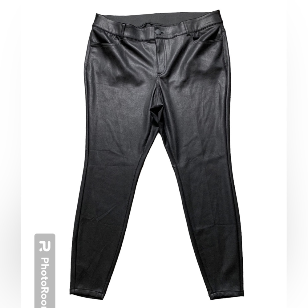 Lane Bryant Black Wax Coated Skinny Jeans Ankle Length Streetwear Pants Size 16